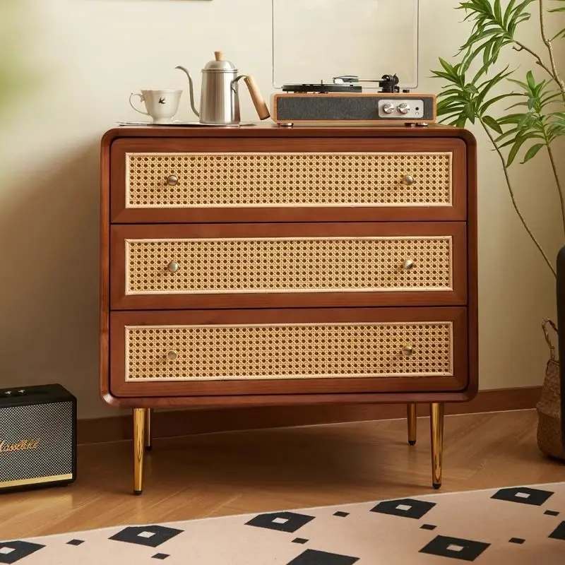 

Скандинавский нагрудный шкаф из цельного дерева, три, четыре, шесть, простой современный шкафчик для спальни, многофункциональная прикроватная тумбочка, шкаф для хранения из ротанга