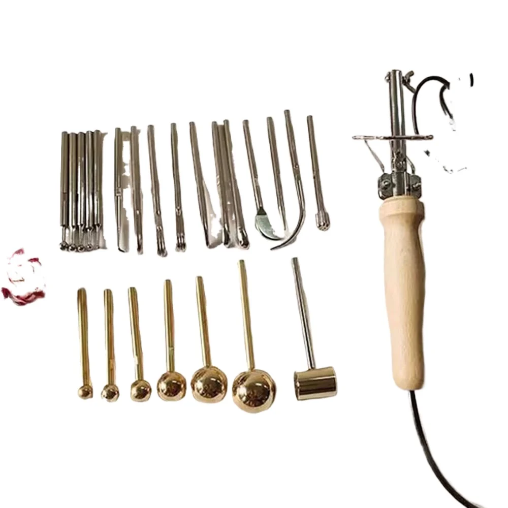 Set Electric Artificial Flower Clover Soldering Iron Tool with 17 21x Iron and Brass 18x 24x 27x