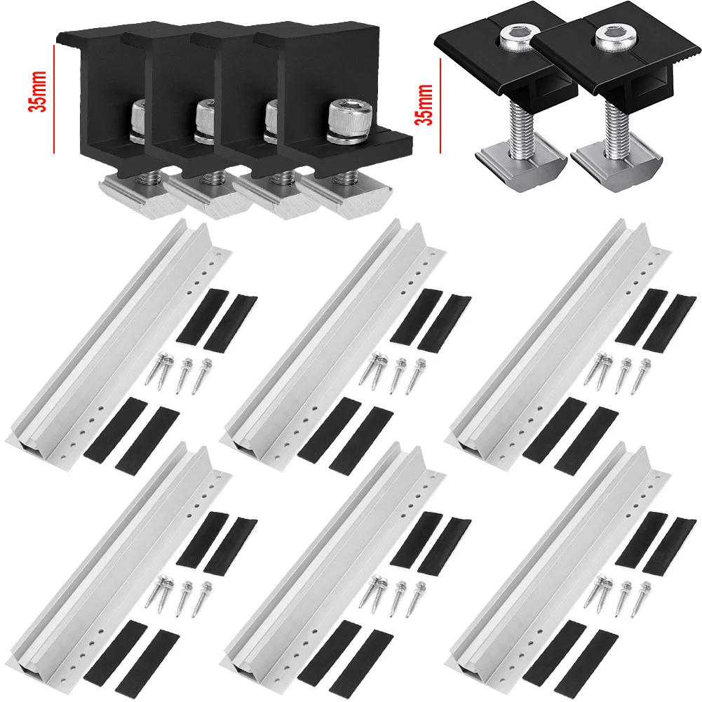 Imagem -04 - Folha de Trilho de Montagem de Alumínio de Telhado Plano Módulos Solares Suporte pv Folha Trapezoidal