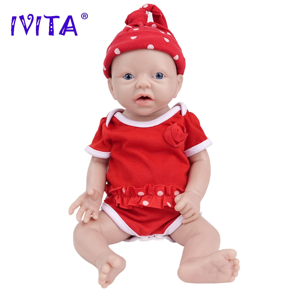 IVITA WG1554 14.96 inch 1.58kg 100% Full Body Silicone Reborn Baby Doll Soft Dolls Realistic Girl Baby DIY Blank Children Toys