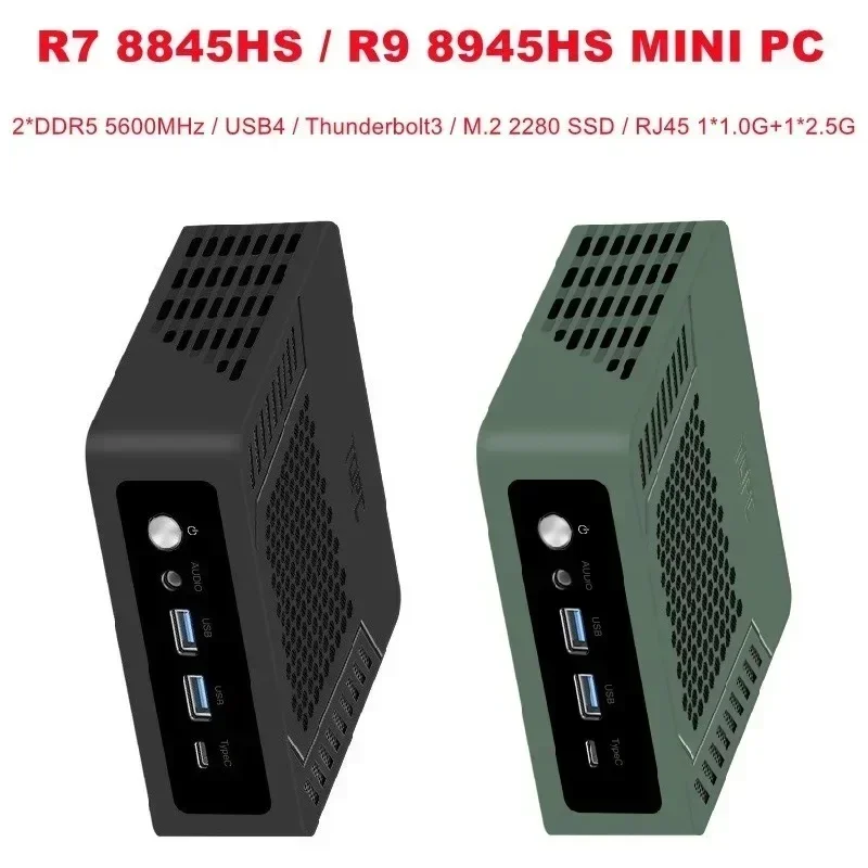 TOPC R7 8845HS/R9 8945HS كمبيوتر صغير ويندوز 11 DDR5 5600MHZ PCIE4.0 M.2 NVME SSD Thunderbolt3 USB4.0 WIIF6E BT5.3 كمبيوتر ألعاب