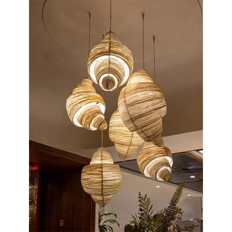 Nordic creative croissant shape fabric pendant lamps restaurant bar hotel personality decoration bakery indoor pendant lights