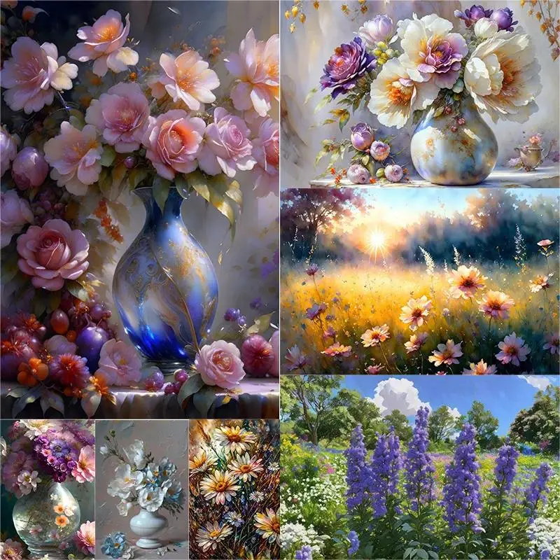 Flowers Painting By Numbers Adults Crafts Wall Art Picture for Living Room Home Decor Hand-painted Acrylic Paint With Number