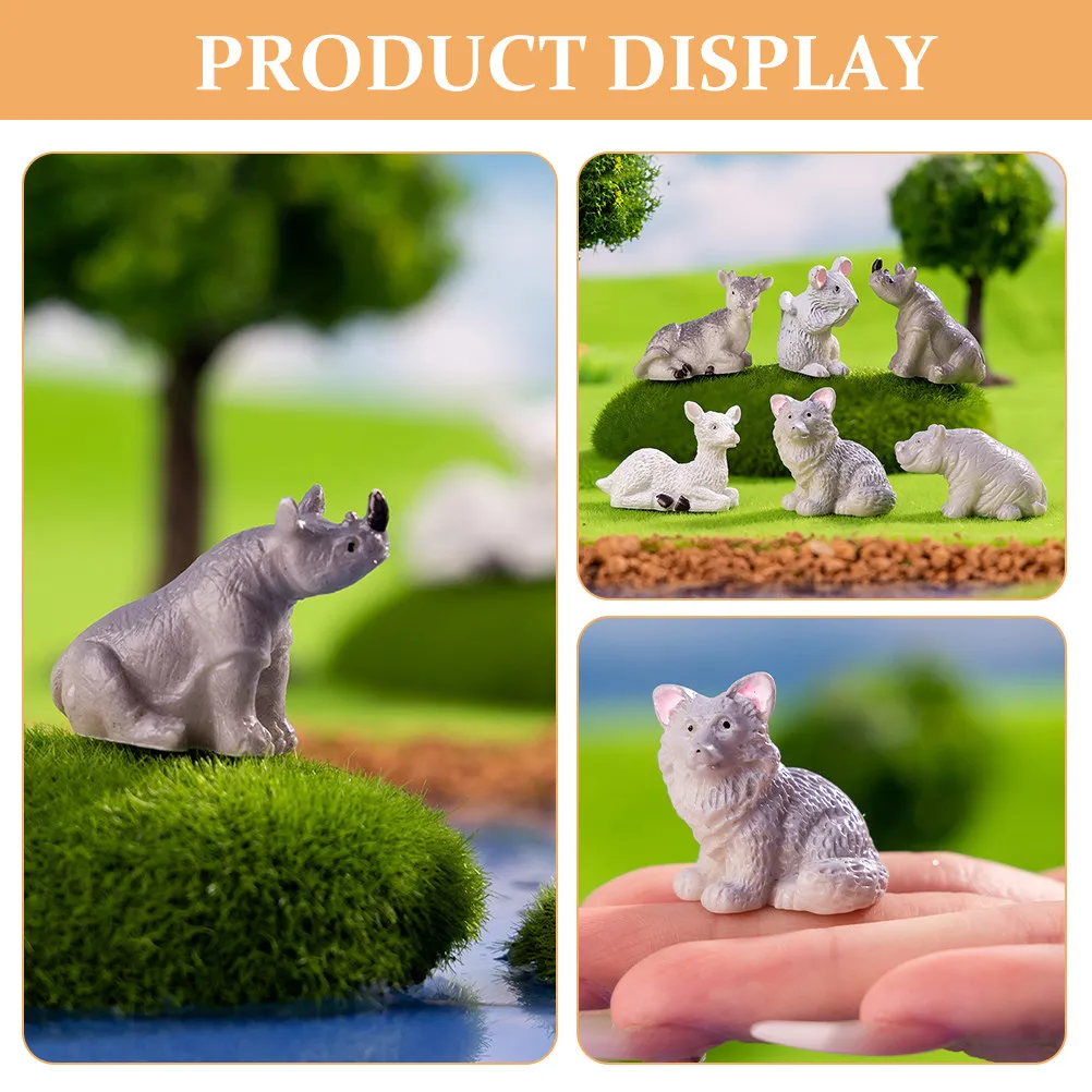1Set Miniature Resin Animal Figures for Micro Landscape Bonsai Terrarium Fish Tank Moss Garden Office Desk Decor Small Space