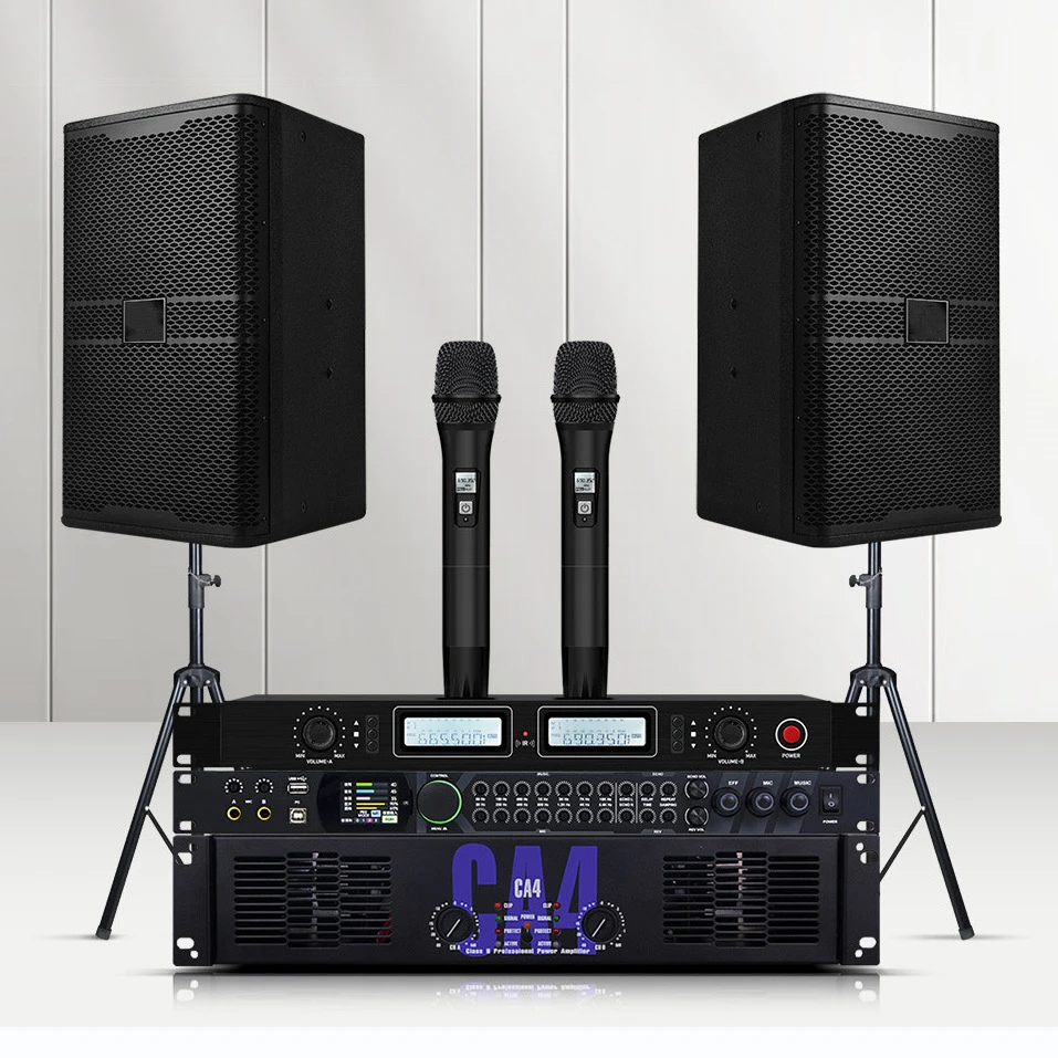 Professional KTV Karaoke DJ Sound System Full Setup Including Speaker Amplifier Wireless Microphone Processor