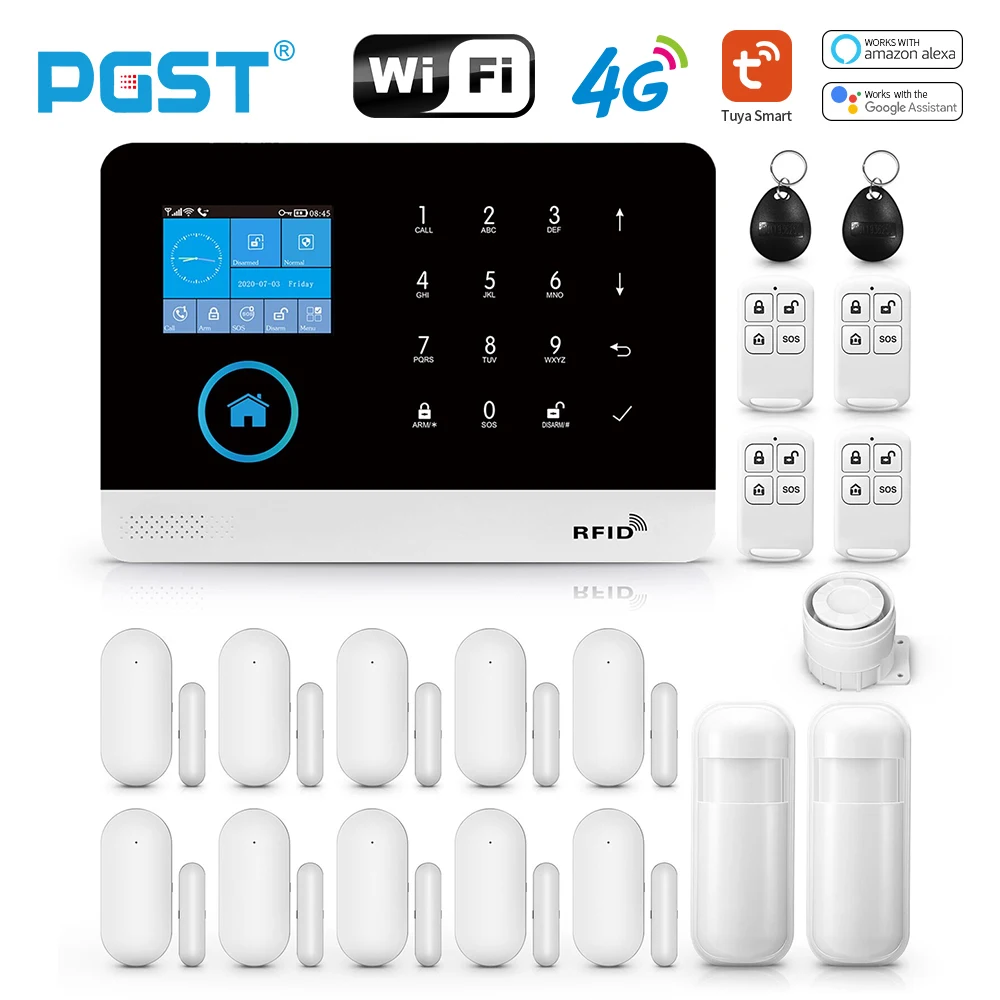 4G Tuya Smart  Alarm System for Home Burglar Security 433MHz WiFi Alarm Wireless  House App Control