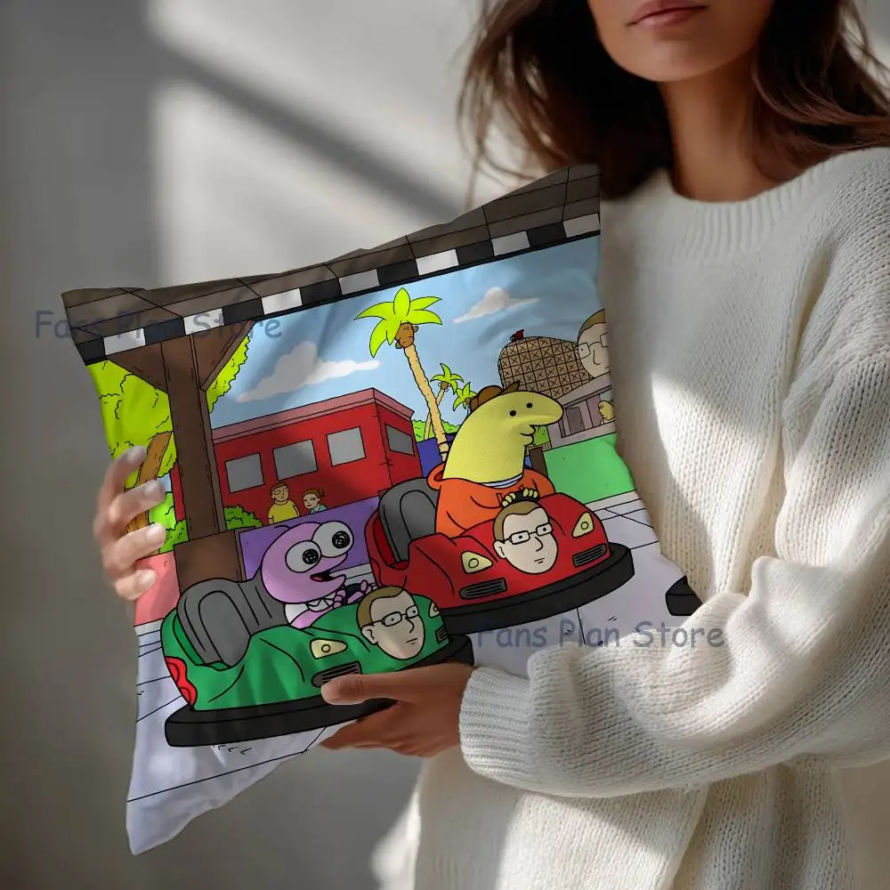 S-Smiling Cartoon F-Friends Anime Celebrity Merchandise All-Match Printed Pillow Case Sofa Car Office Room Decoration Protector