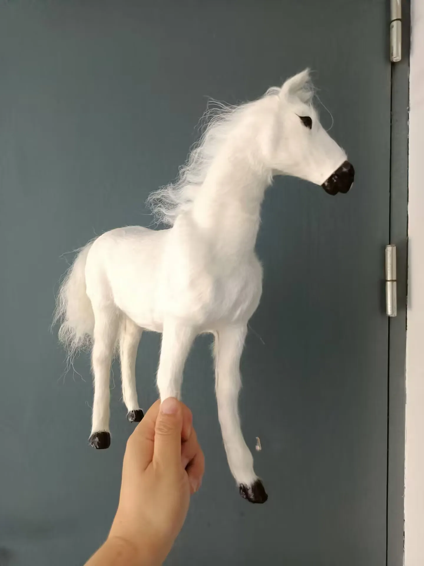 big polyethylene&furs white horse model home decoration toy gift about 34cm