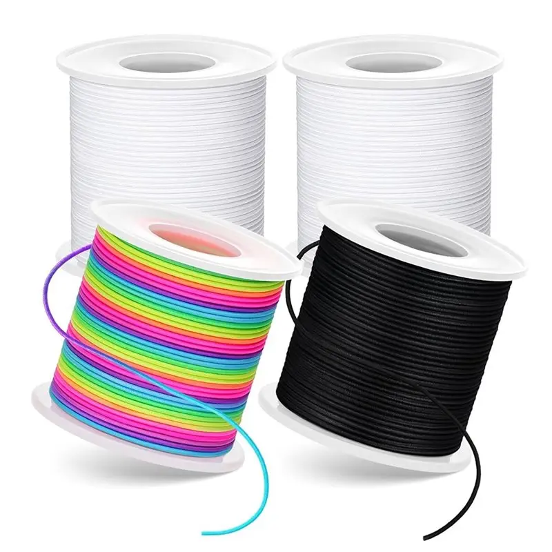 

【Festival】Stretchy Bracelet String Kit- 4 Rolls Elastic String With Scissors& Beading Needle, 1Mm For DIY Crafts Cord
