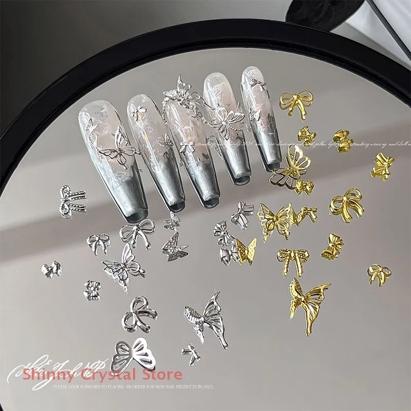 1 saco 3d liga oco borboleta arte do prego encantos gemas borboleta decoração do prego cristais de luxo strass para design do prego