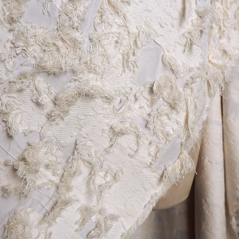 

Cotton Blend Tassel Cut Flower Jacquard Fabric for Spring and Autumn Jackets Handmade DIY Designer Non Elastic Fabric