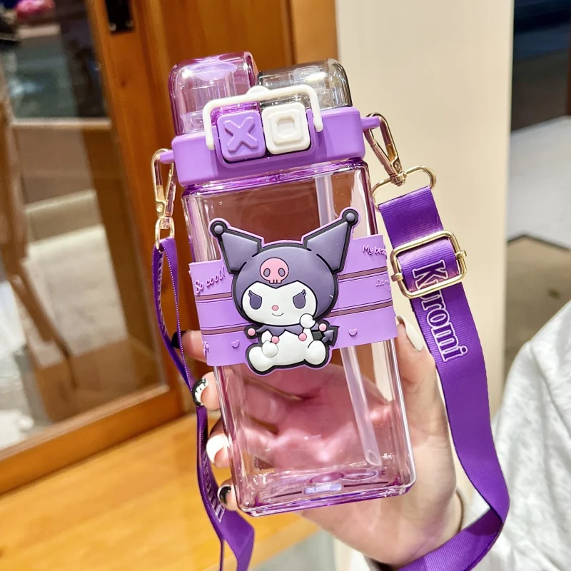 Hello Kitty Kuromi High-Quality Plastic Cup  Convenient Carry-Handle Direct-Drink Cup  Student & Casual Water Cup   Water Bottle - view 3