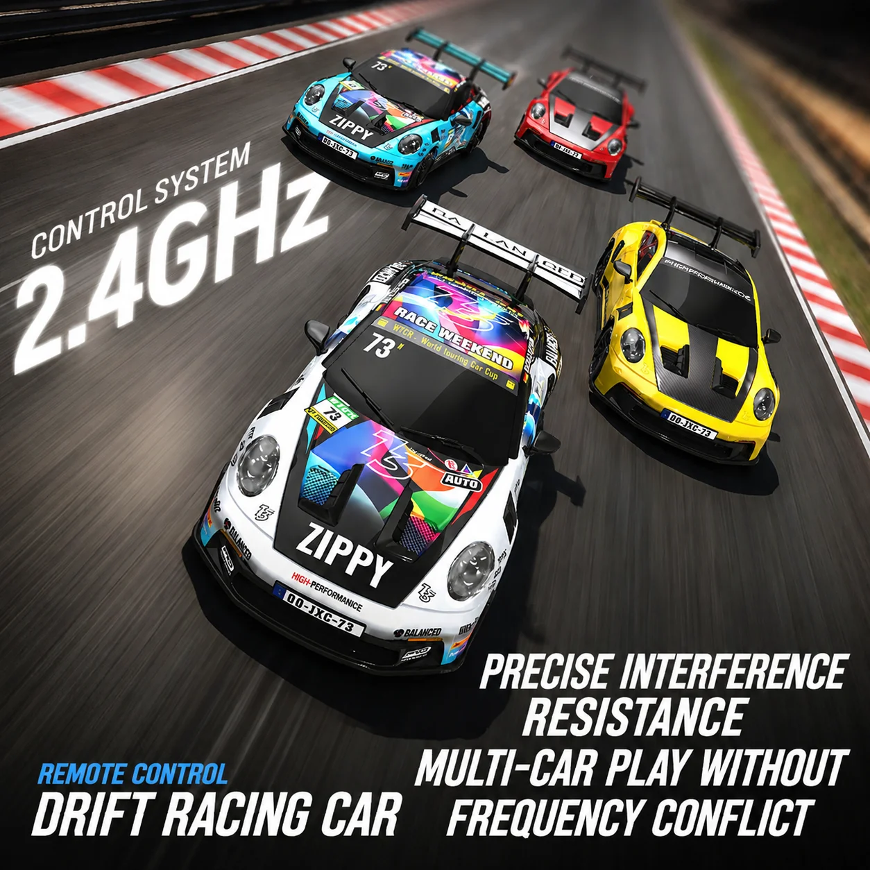 JXC GT3RS 1/43 Scale RC Drift Car 4WD High Speed Gyro Stabilized Remote Control Racing Car Hobby Grade Mini RTR Vehicle view 5