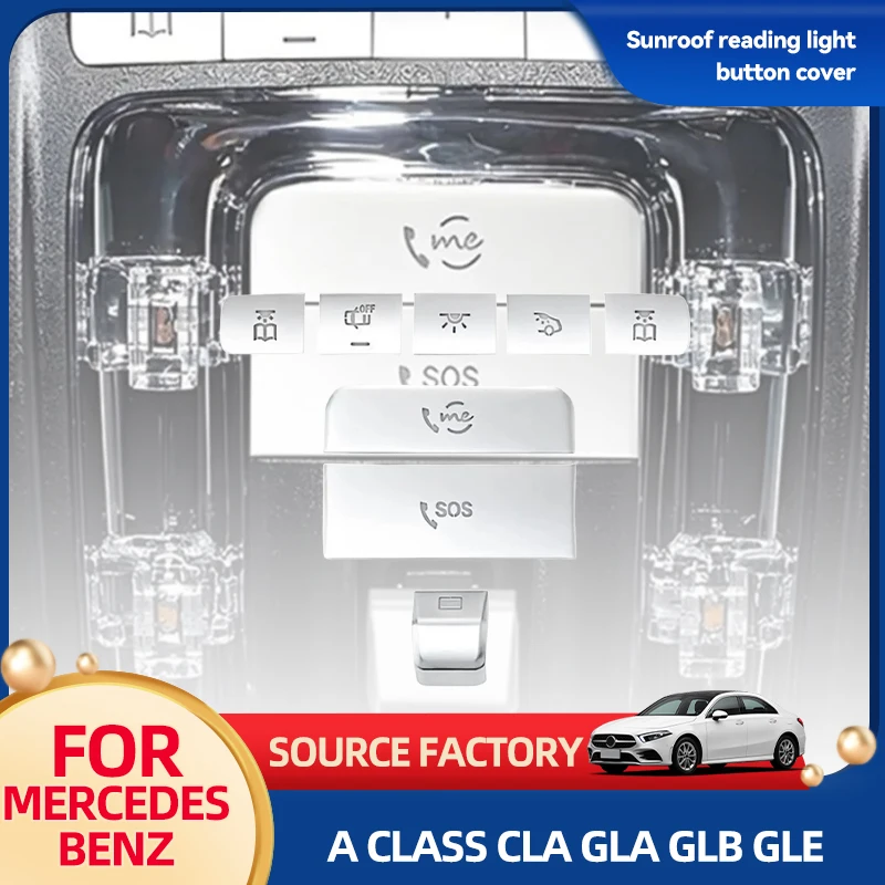 

Внутренние молдинги на крышу автомобиля, люк для чтения, кнопка, накладка, наклейки для Mercedes Benz A Class CLA GLA GLB GLE GLS W177