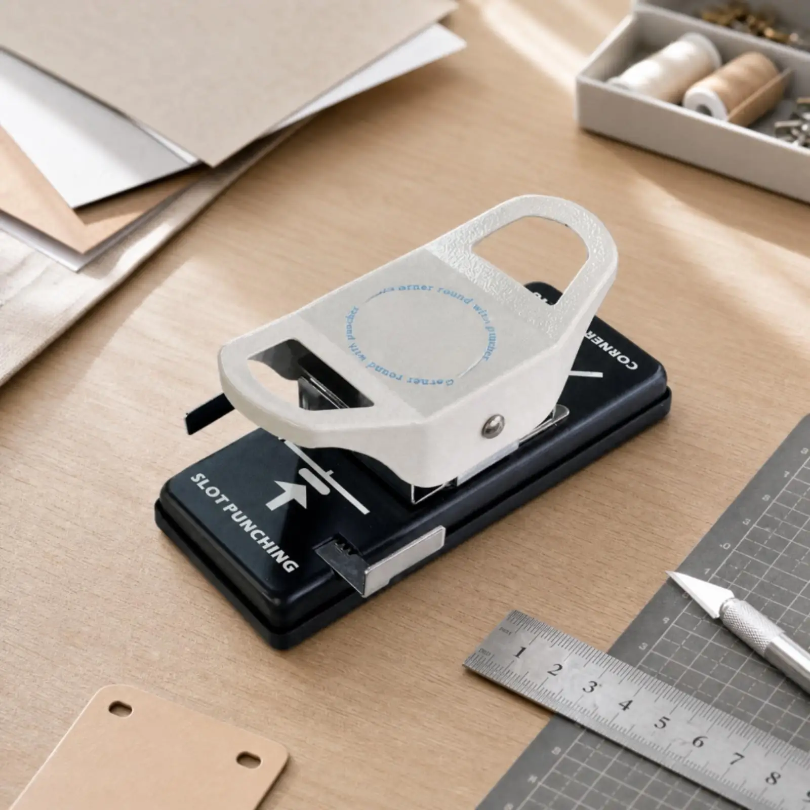 Manual Corner and Slot Punch doubleFunction PVC Card Punch with Guided Base Hand-Operated for Access Pin Makers, DIY Hobbyists
