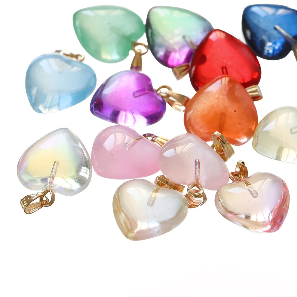 10 Piezas de Cuentas Sueltas de Cristal Checo en Forma de Corazón para Hacer Pendientes, Collares y Joyería Artesanal