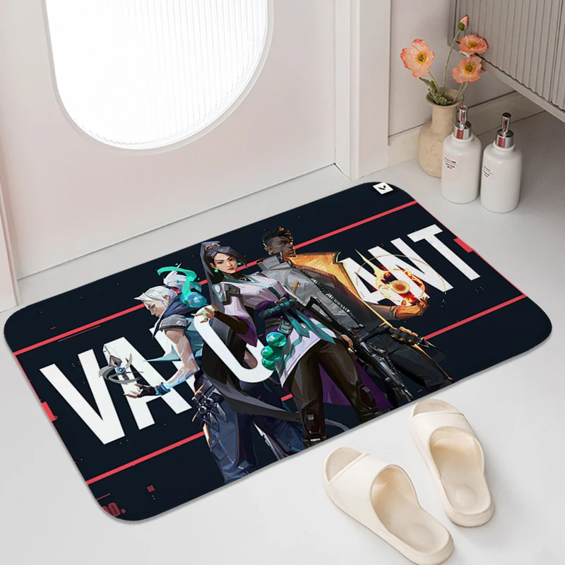 Bathroom Mat V-Valorant Carpets for Living Room Entrance Door Doormat Washable Non-slip Kitchen Rug Modern Home Decoration