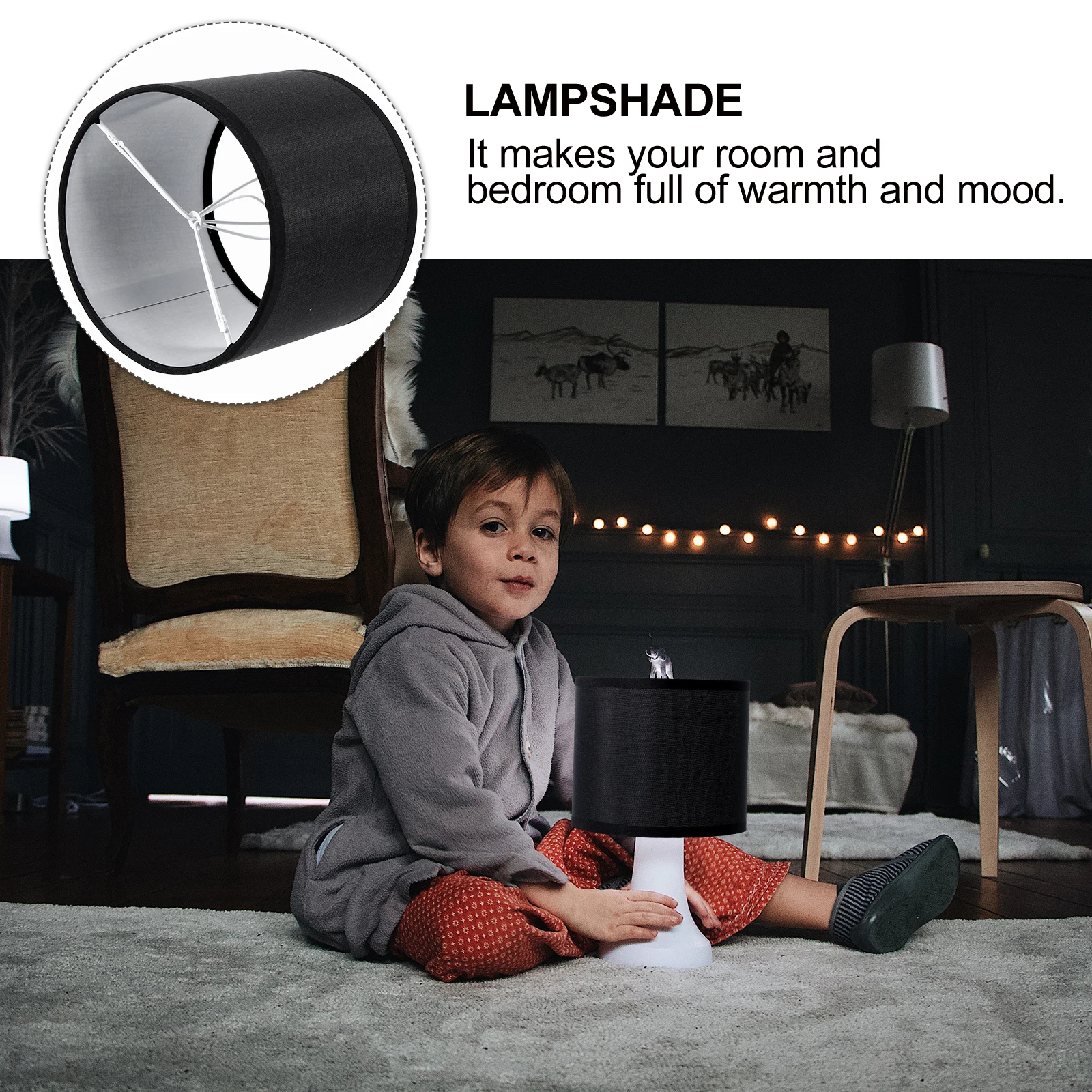 

1Pc HighQuality Black Linen Lampshade Fine Structure Light Shell Cover Bedroom Lamp Shade Warm Atmosphere Lighting Accessory