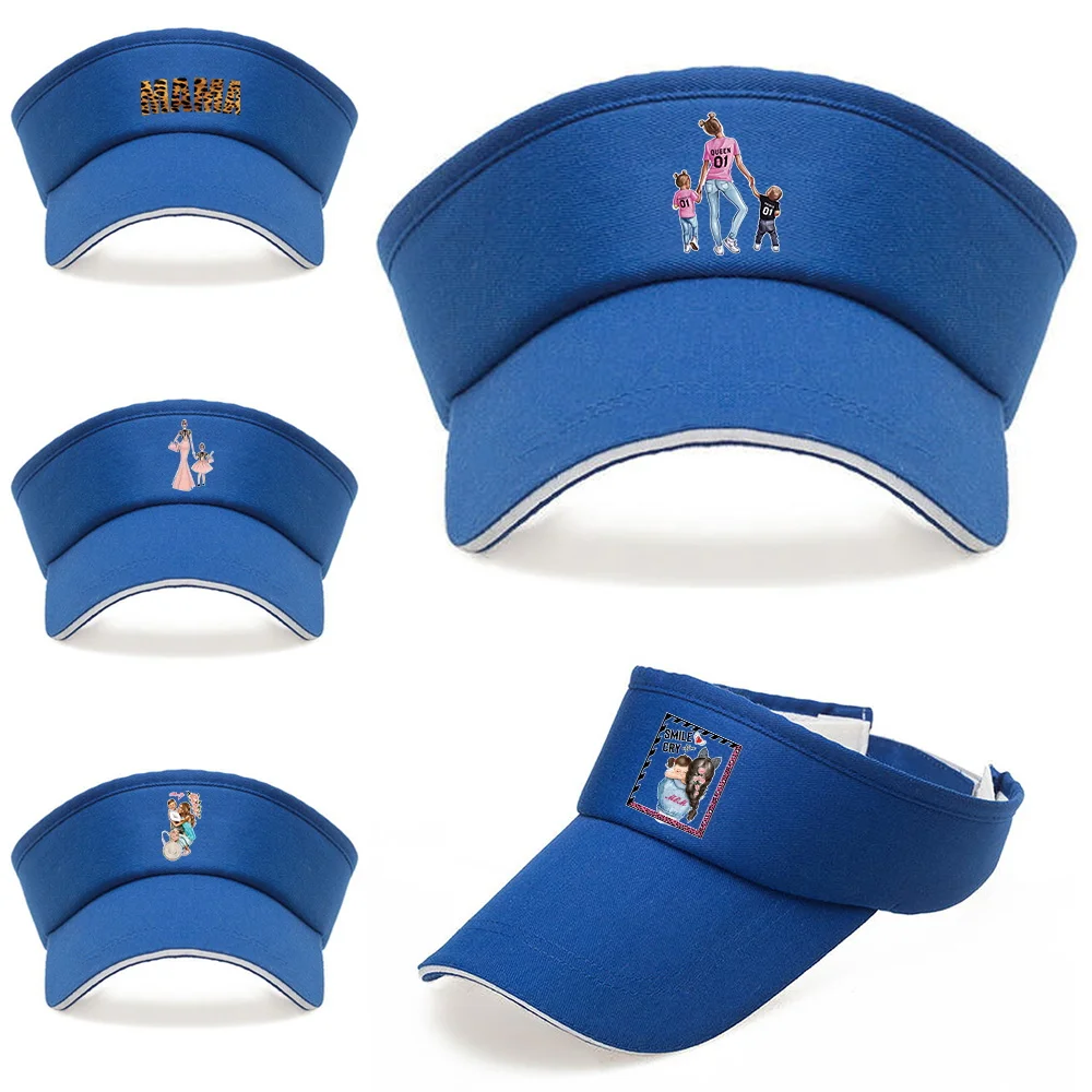 Unisex Outdoor Jogging Visor Cap Mom Print Adjustable Sun Hat for Golf Tennis Beach Daily Wear Fashion Baseball Caps