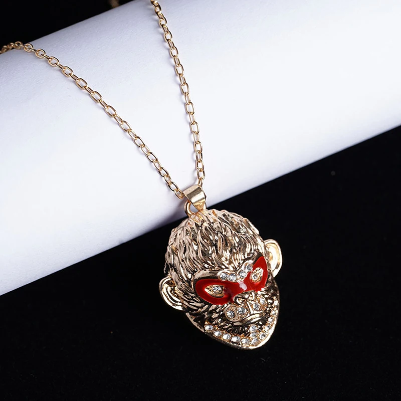 Game Peripheral Black Wukong Myth Pendant Necklace For Men Women Rhinestone Wukong Mask Necklace Punk Y2K Jewelry Birthday Gifts