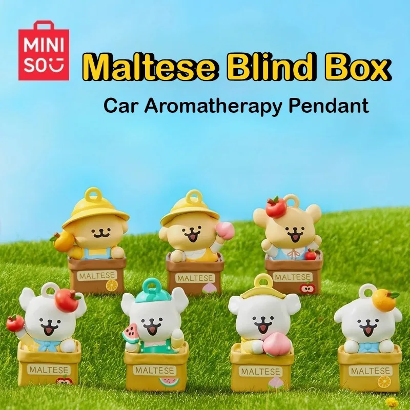 

MINISO Maltese Car Aromatherapy Blind Box Pendant Cartoon Cute Figure Farm Picking Series Fresh Air Mystery Box Decorative Gifts