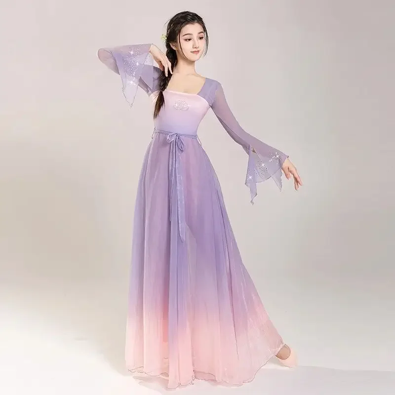 

Dancer Dress Classical Dancewear Gradient Dress Flowing Performance Dress Top Dance Costume Big Swing Ballroom dedede