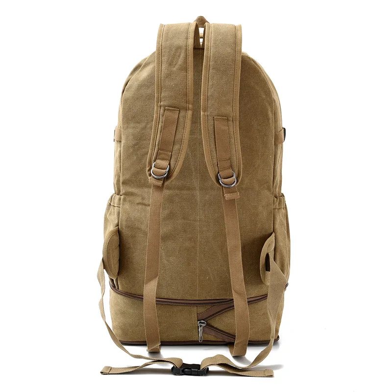 Men's Outdoor Canvas Backpack Large Capacity Adjustable Shoes Storage Luggage Travel Bag Unisex Multifunctional Hiking Backpack