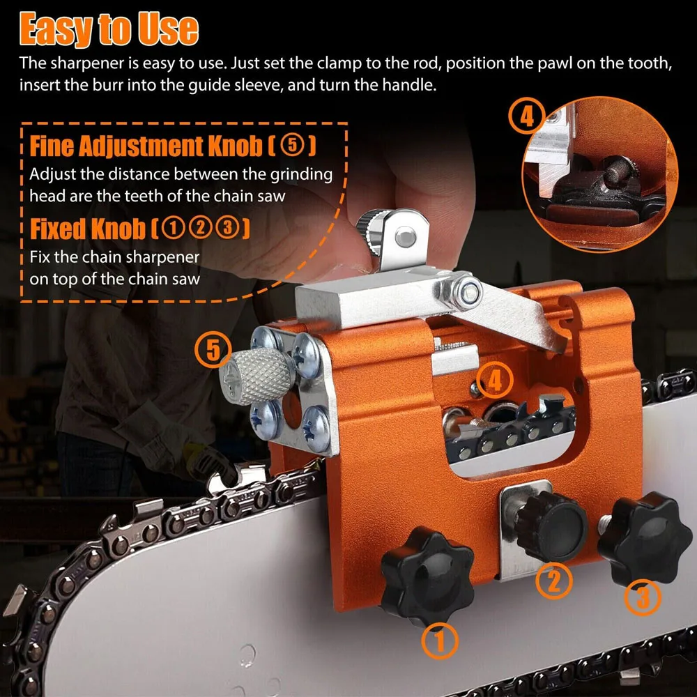 Chainsaw Sharpener Portable Hand Crank Chain Saw Sharpener Tool Suitable For 4"-22" Chain Saws Electric Saw