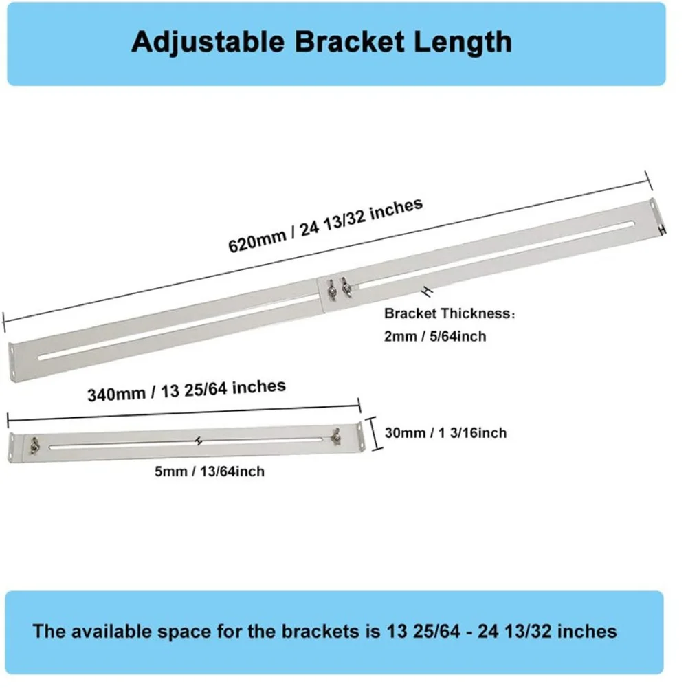 Heavy Duty Steel Drawer Repair Kit Adjustable 14-24Inch Reinforcement Brackets With Screws For Wooden Chipboard Drawers