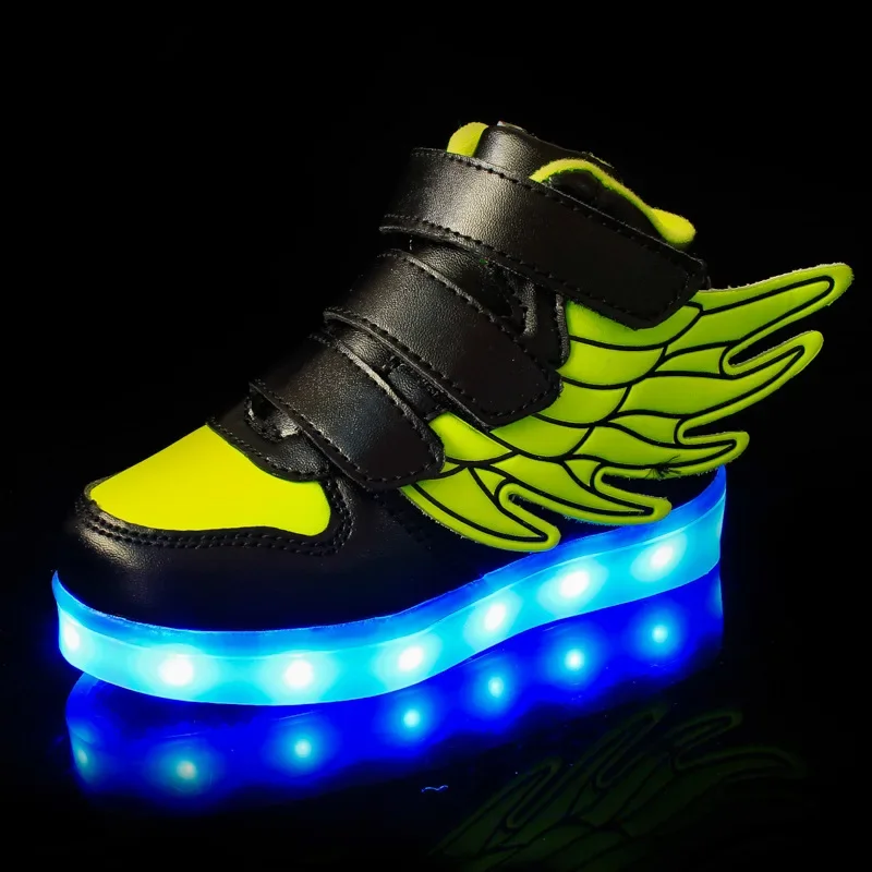 Kids led light up shoes led usb charging luminous sneakers usb charge girls shoes for boy glowing children casual shoes white