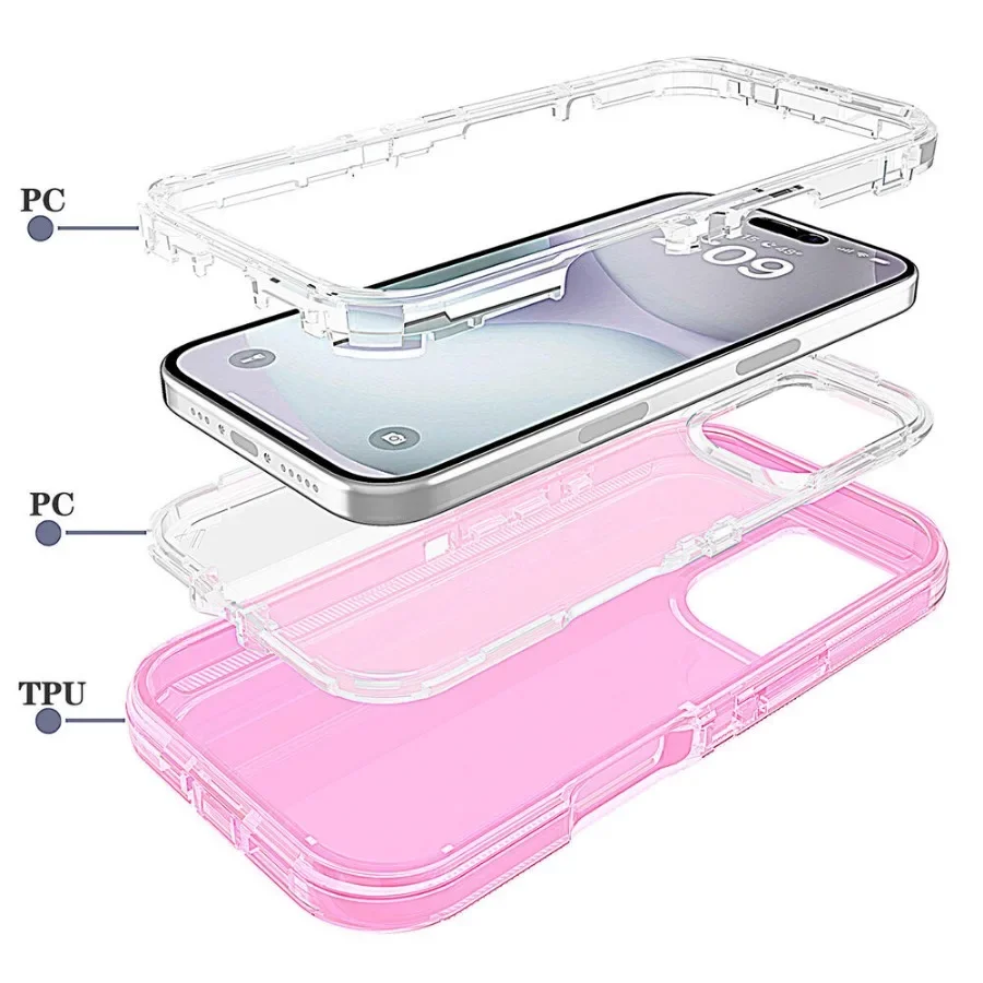 3 IN1 For iPhone 17e 16e 15 14 16PLUS 11 12 13 18 17 Pro MAX MINI Air Heavy Duty Hybrid Rugged Shockproof Armor Hard Phone Cover