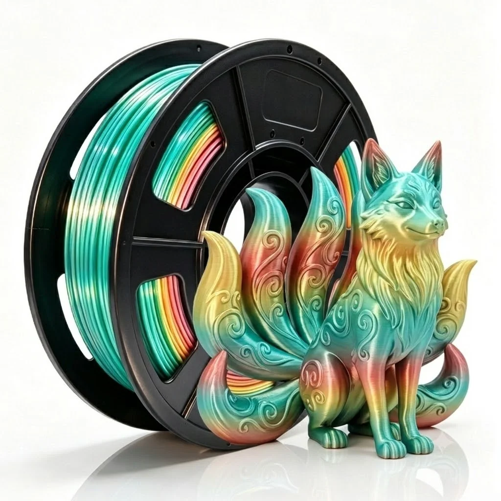 Macaron Rainbow PLA Filament, Shiny Multicolor Silk PLA 1.75 mm Filament (+-0.03 mm), Sparkle Fast Change Multi-color 250g