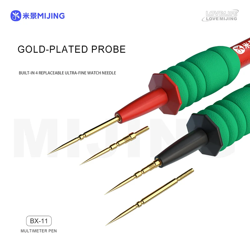 Mijing-multímetro Universal de BX-11, pluma de prueba de silicona, plomo de alta precisión, aguja de punto ultrafino, sonda de prueba suave,