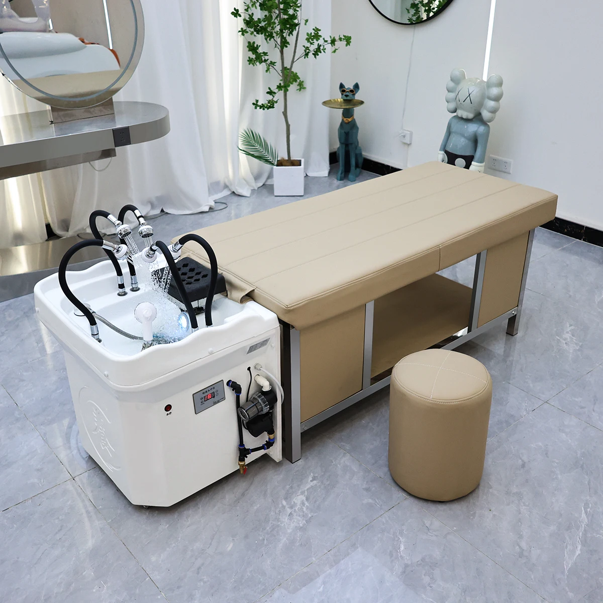 

Movable shampoo basin, hair therapy, massage bed, beauty bed, household fumigation water circulation shampoo bed