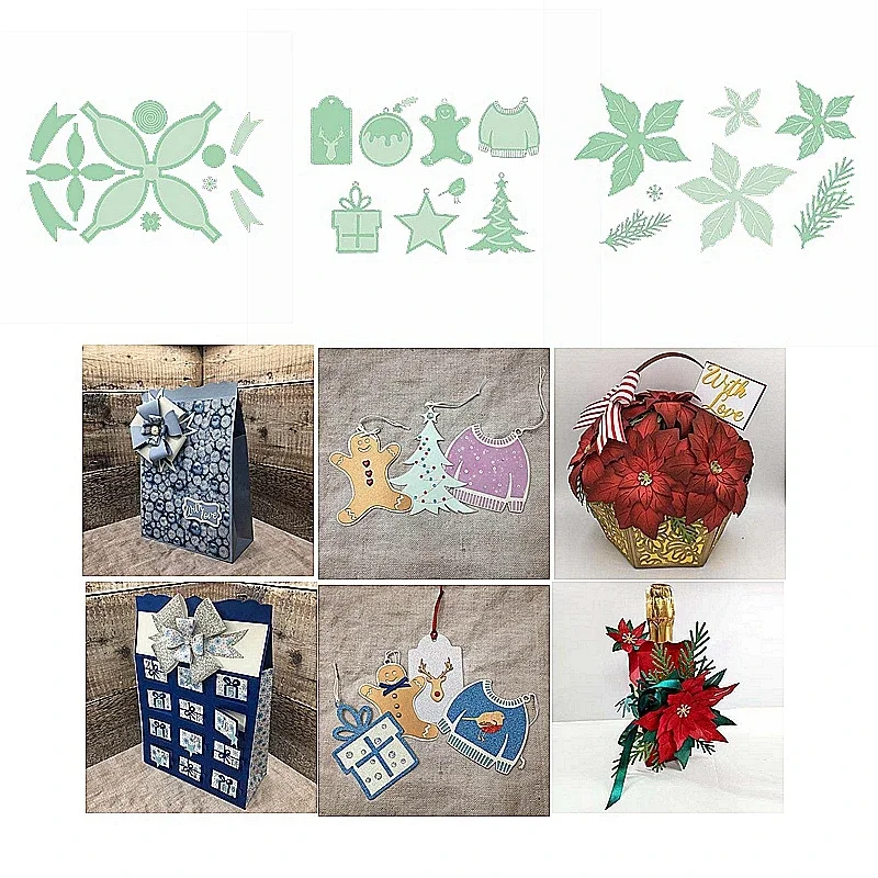 Metal Cutting Dies Mix Flower Leaves Sweater Toy Gift Tree Frame DIY Handmade Box Tag Embossing Cards Paper New Template Die Cut