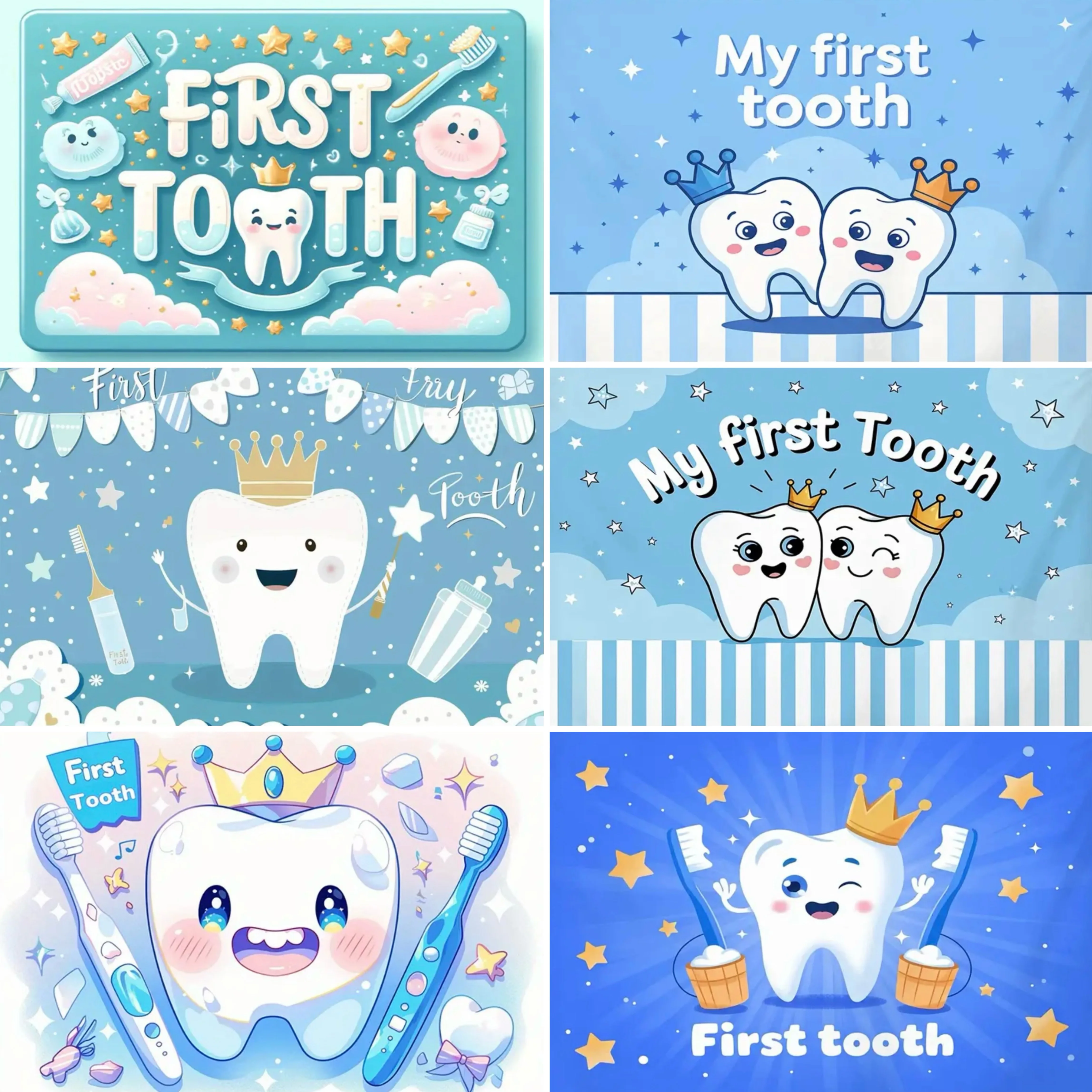 

Happy Tooth Theme Party Decoration Background My First Tooth Baby Growth Birthday Party Backdrop Baby Baptism Party Supplies