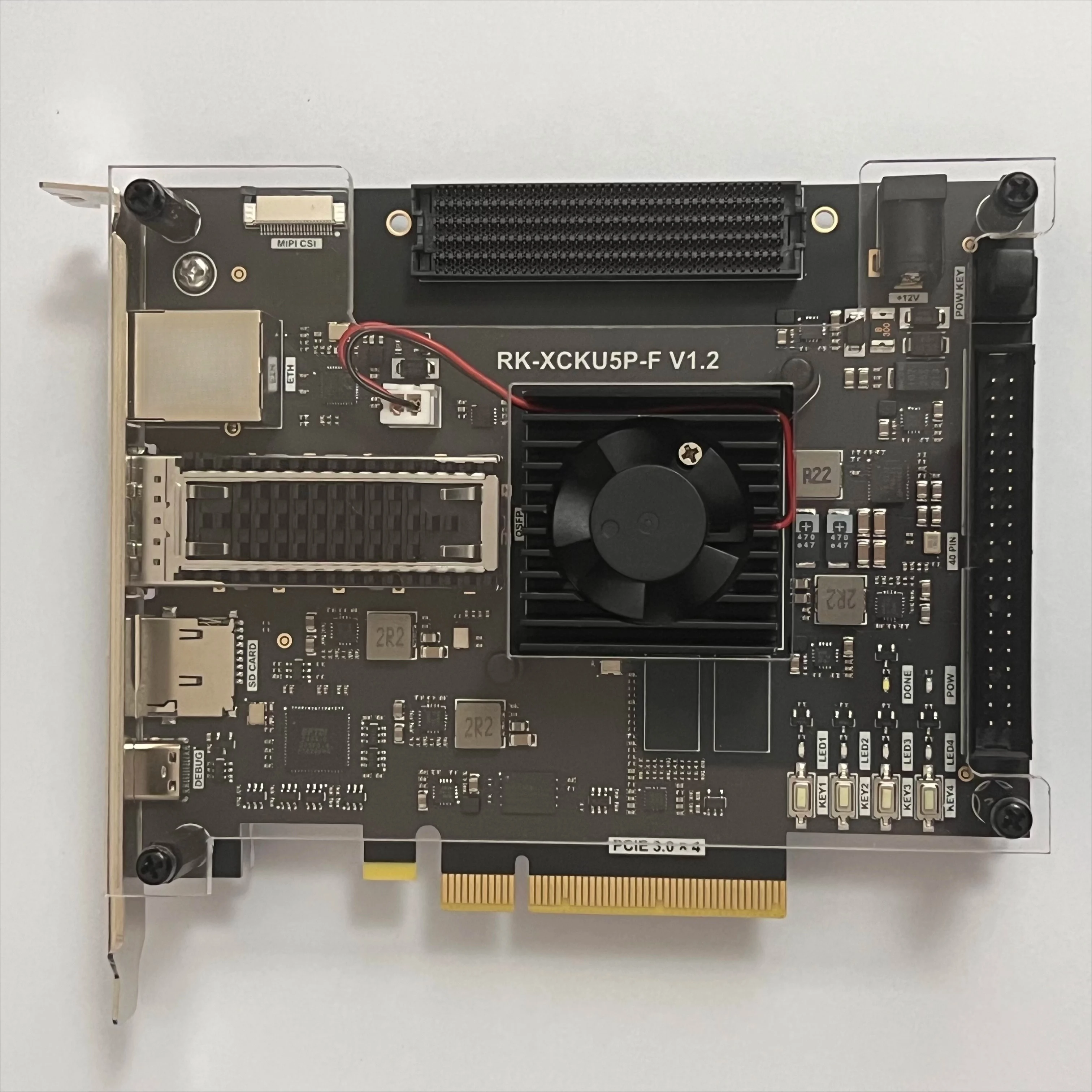 KU5P XCKU5P Kintex UltraScale+ FPGA Development Board with FMC HPC 100G QSFP28 Optical Port PCIe 3.0 for High Speed Data Process