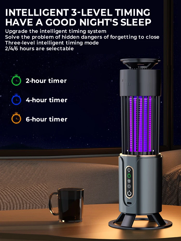 전기 모기채 모기 킬러 램프 버그 재퍼 곤충 파리 트랩 캠핑 랜턴 USB 타이밍 곤충 킬러 구충제