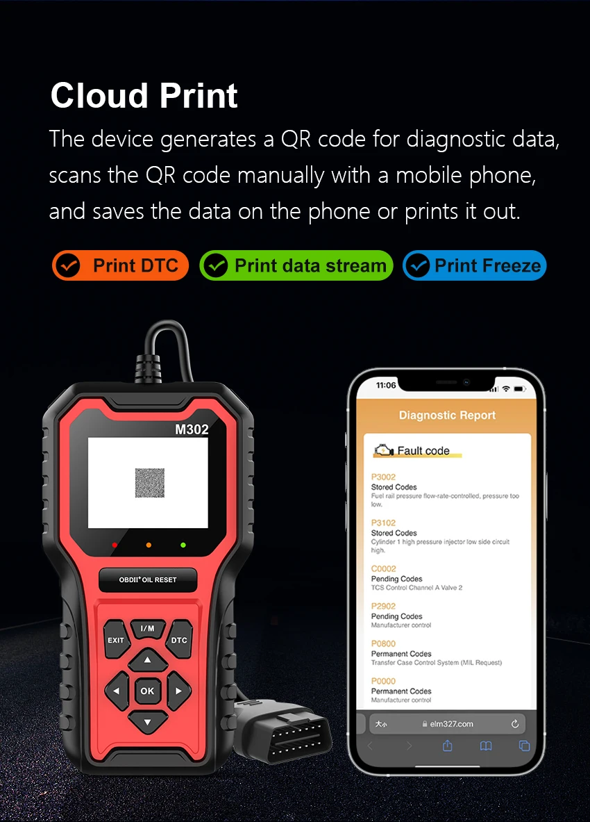 Obdii Elm327 M302 Obd2 Code Reader Scanner Auto Diagnostische Scanner Obd2 Automotive Motor Fout Lezen Data Code Reader