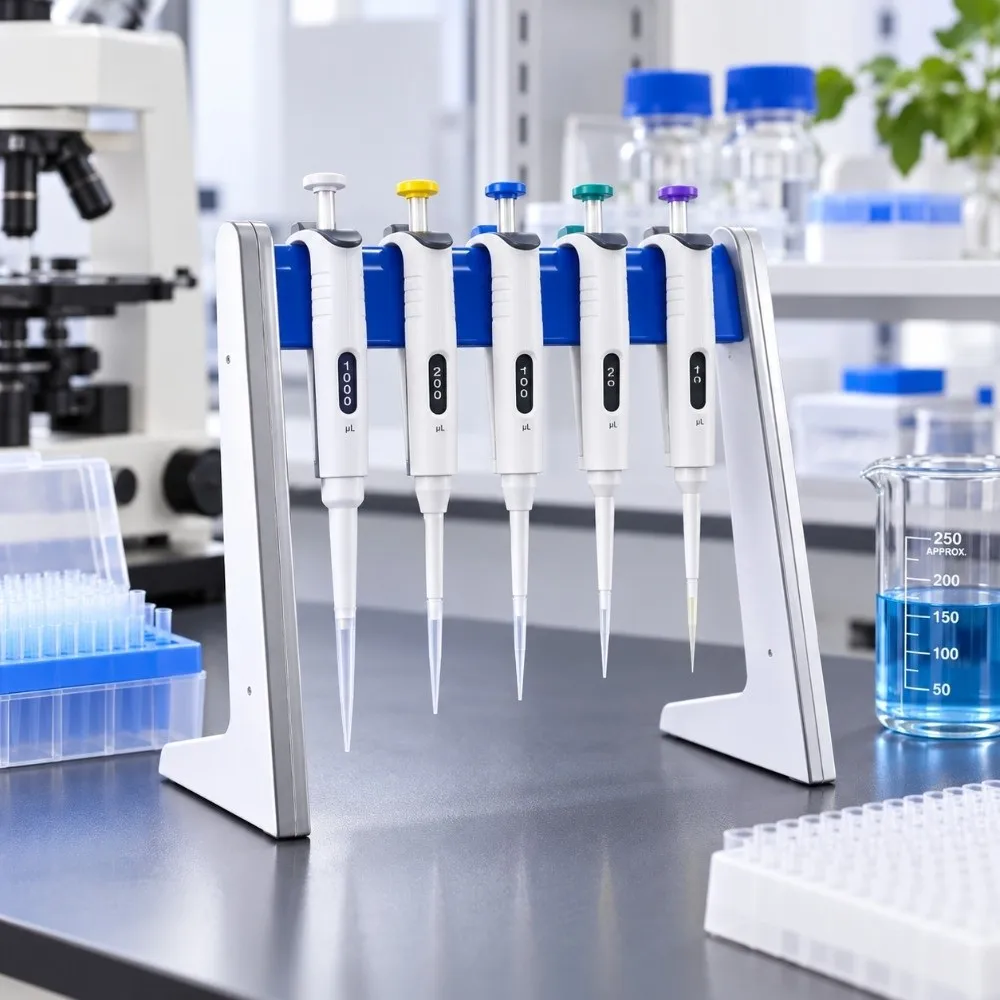 1pcs L Shape Design Lab Pipette Stand 8 Pipette Capacity Linear Configuratio Pipettor Holder Pipette Organizer