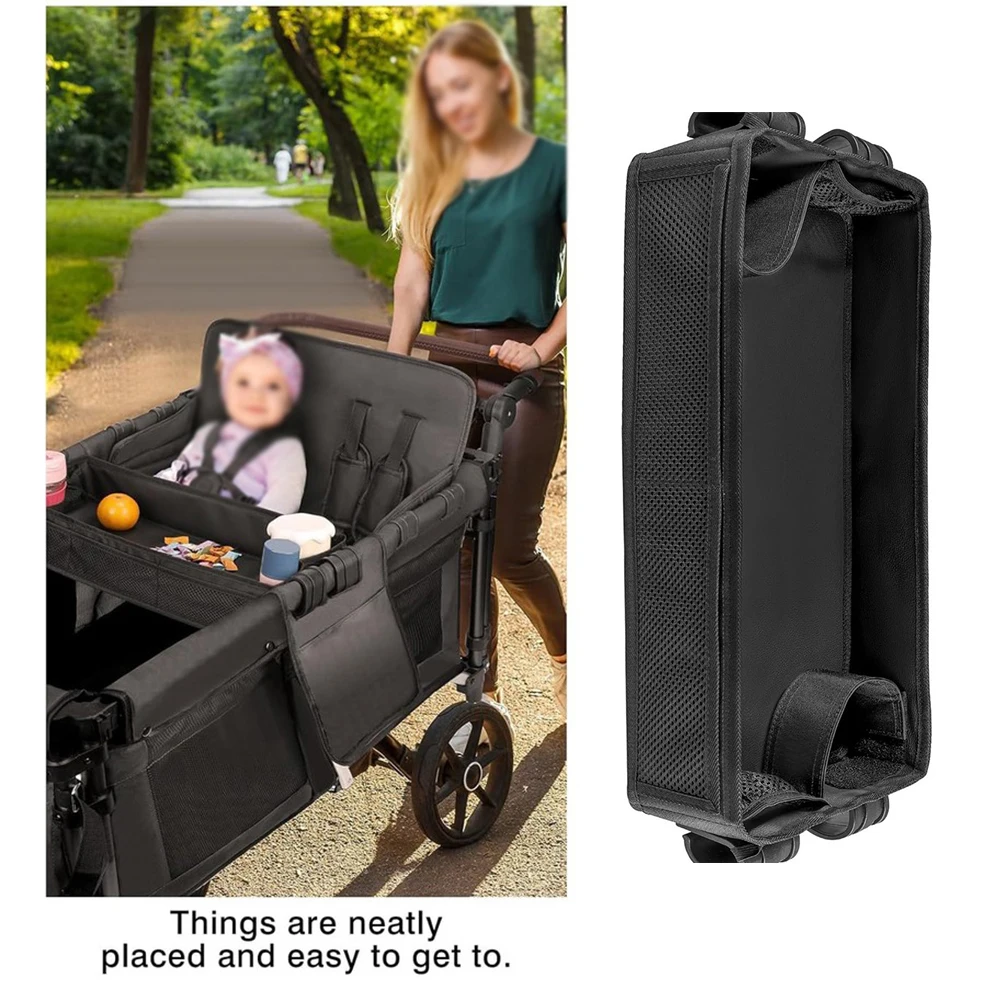 For WFor Onderfold Baby Stroller Tray - FunctiFor Onal Snack and Beverage Platform - 50x22x7.5cm Black For Unit