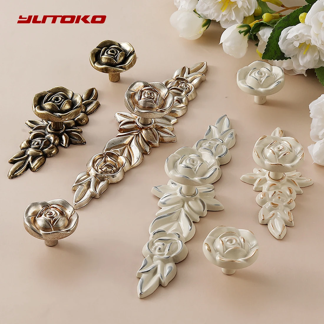 YUTOKO Furniture Cabinet Handle Zinc Alloy European-style Paint Cabinet Wardrobe Handle Kitchen Furniture Hardware Handle