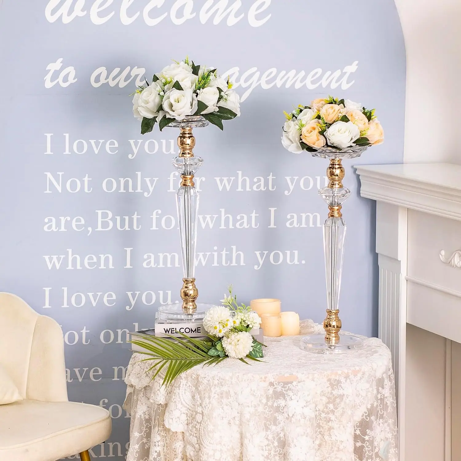 Acrylic Vase Wedding Centerpieces Clear Flower Stand Column Geometric Floral Vase Elegant Display Holder for Table Decorations