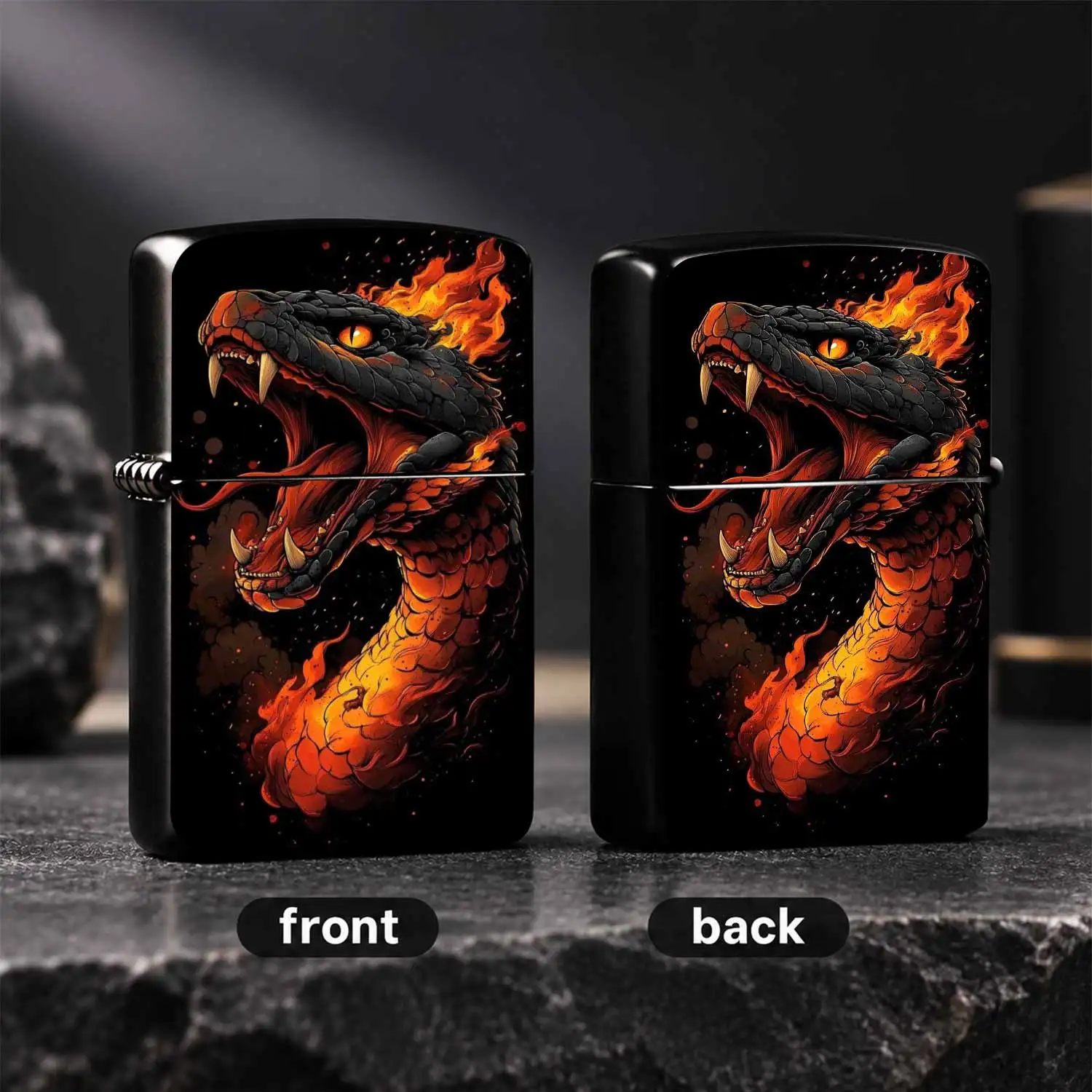 Fierce Fiery Dual-Head Serpent Lighter, Cool Edgy Mythical Totem Portable Ignition Tool, Ideal For Outdoor Camping Daily Home Use, Premium Unique Gift For Friends Family For All Scenarios A Humorous And Interesting Lighter