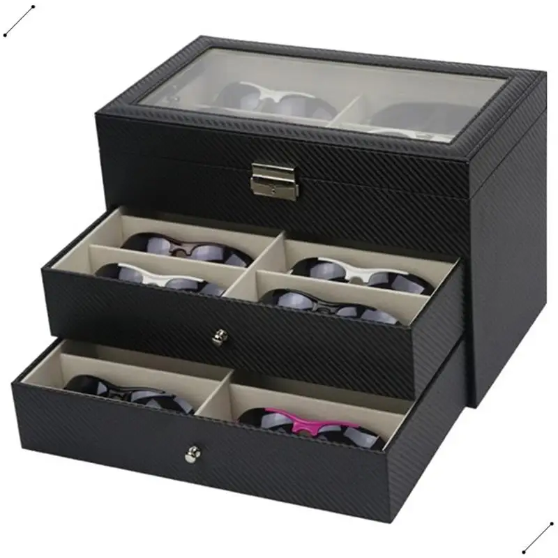 Sunglass Storage Box Glasses Sunglasses Display Box 3 Tier 18 Slot Glasses Texture Pattern