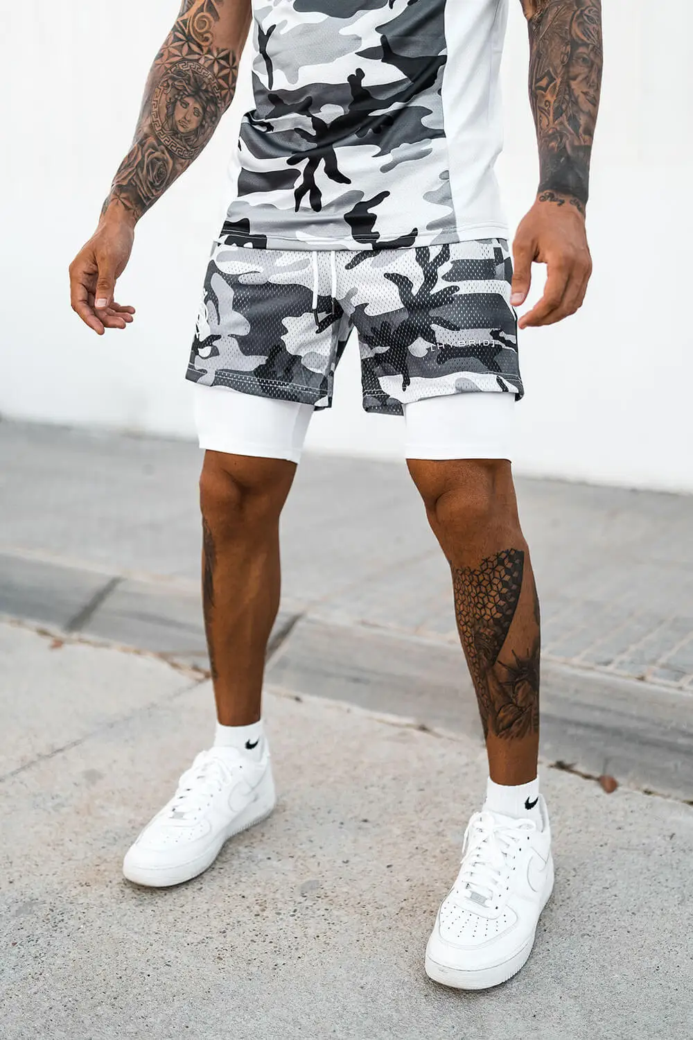 2023 Camo Running Shorts Men 2 In 1 Double-deck Quick Dry GYM Sport Shorts Fitness Jogging Workout Shorts Men Sports Short Pants