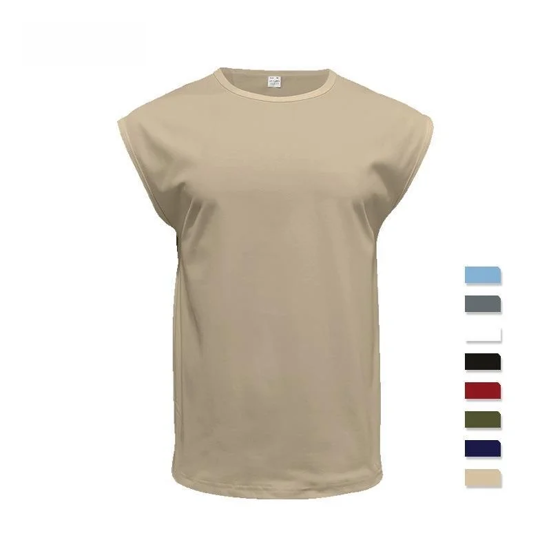 

Loose Thin Svel Tank Top for Men Young Sle Summer New Cross-Border Faion Pure Color M Vest Wide Fit Stand Collar