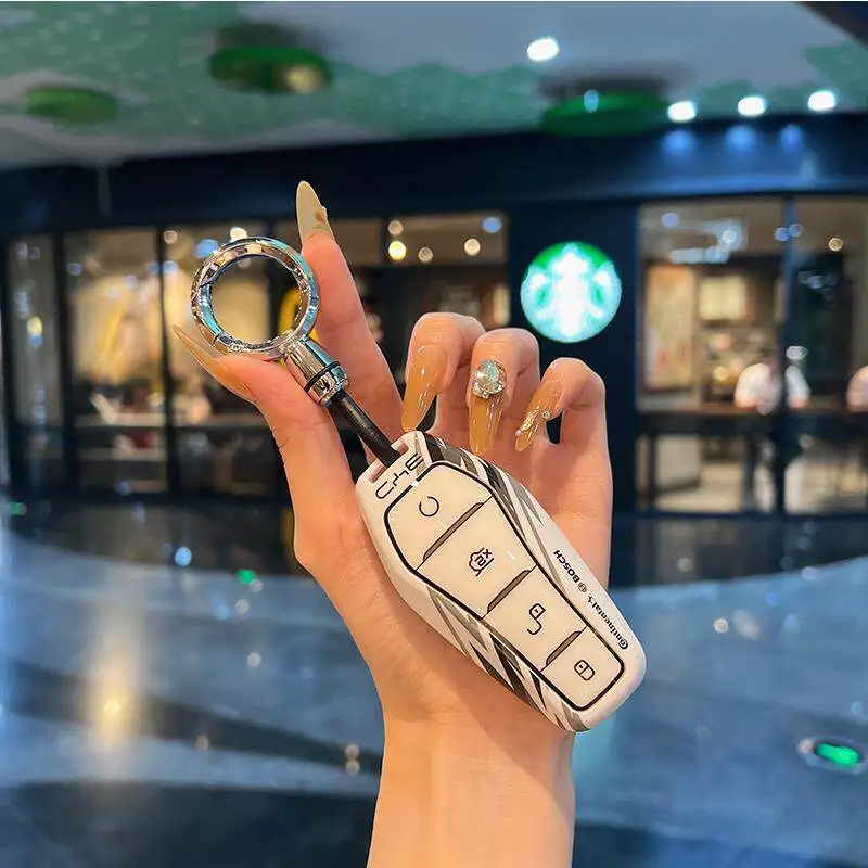 

Car Key Case for BYD Atto 3 Han EV Dolphin 4 Buttons Remote Control Protect Cover Auto Keyain Car Accessories