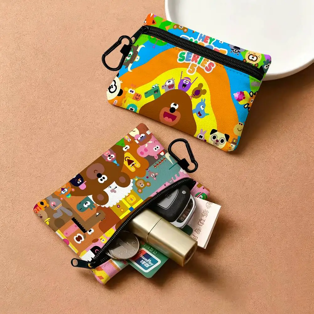 Popular Children Animation H-Hey D-Duggee Oxford Cloth Zipper Wallet Multifunctional Hanging Coin Bag For Credit Cards Keys