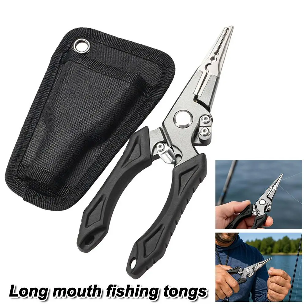 Aluminum Alloy Fishing Pliers Non-Slip Handles Long Nose Long Nose Pliers Lure Fishing Tools Built-In Line Cutter